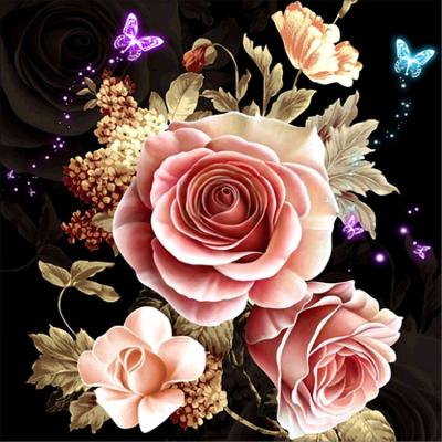 China Waterproof+ECO-Friendly Picture Of Rhinestone Direct Sales Disegno A Diamante Rose Mounted Flower Diamond Painting for sale