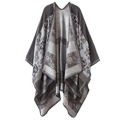 China Clothing decoration female plus size gold cashmere slit shawl coat infinity designer Women Luxury Wraps cashmere ponchos and capes for sale