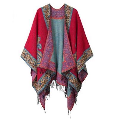 China Oversized Beading Designer Female Long Shawl Crystal Winter Poncho Women Shinny Fashion Colorful Coat for sale