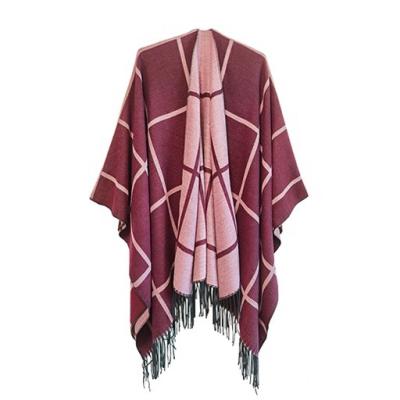 China Custom Made Winter American European Classic Shawl Plaid Low MOQ Printing Cashmere Poncho Free Sample Shawl for sale