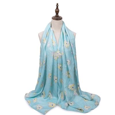 China Popular Summer Forest Flower Printed Silk Scarf Scarves Fresh Comfortable Soft Small Free Sample for sale