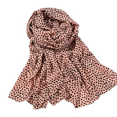 China Women's Light Adult Scarf Hijab Chiffon Polka Dot Ladies Scarf Leopard Print Long Scarf Beach Travel Silk Muslim Shawl Retro for sale