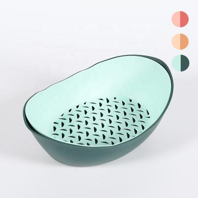 China Stocked Factory Price Fruit Vegetable Tools Storage Basket Multi Color 2 tier Rice Colanders Strainers for sale