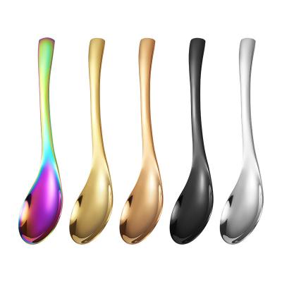 China Sustainable High Quality Thick Stainless Steel Gold Rice Spoon Set Heavy-weight Custom Soup Spoon for sale