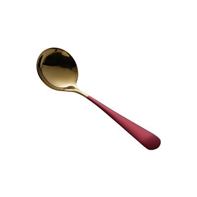 China Sustainable Best Price Metal Custom Restaurant Coffee Round Gold Scoop Color handle Coffee Tea Spoon for sale