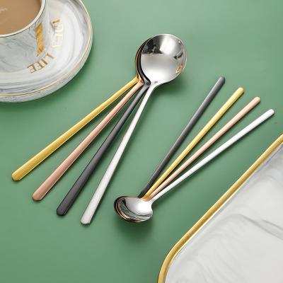 China Sustainable On Sale Gold Long Ice Cream Scoop Tea Spoon Multi Size Stainless Steel Coffee Spoon for sale