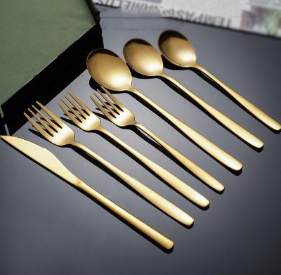 China Sustainable Factory Price Korean Spoons Forks Knives Stainless Steel Dinnerware Sets Cutlery Set Gold for sale