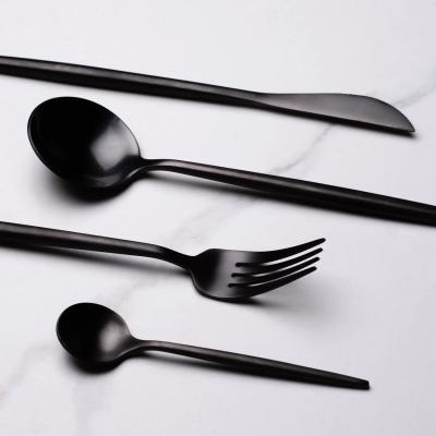 China Sustainable Hot Sale Spoons and Forks Black Flatware Sets 18/10 Stainless Steel Cutlery Sets for sale