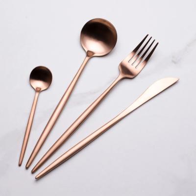 China Sustainable Berserk Spoon Rose Gold Brass Cutlery Sets Luxury High Quality Stainless Steel Dinnerware Sets Cutlery for sale