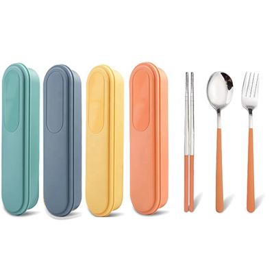 China Sustainable On Sale Camping Utensils Set with Case Travel Stainless Steel Flatware Cutlery Set Outdoor Cutlery for sale