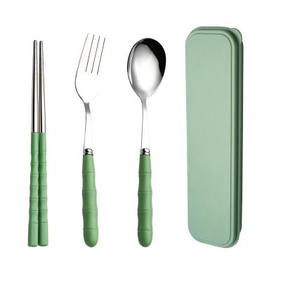 China Sustainable Best Price Camping Outdoor Travel Utensils Knife Fork Spoon Stainless Steel Portable Cutlery Set for sale