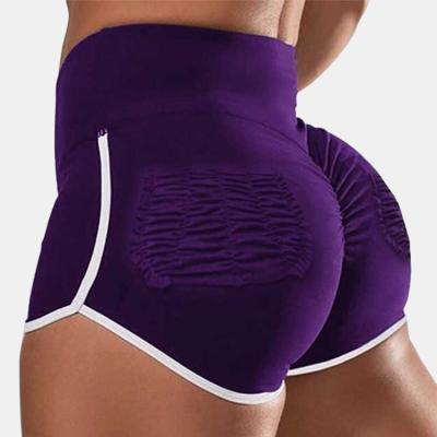 China Anti-Wrinkle Feminine Slim Fit Women Contrast Colors Yoga High Waist Fitness Running Shorts for sale