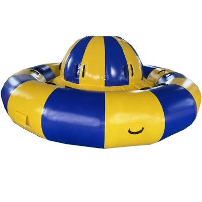 China PVC/TPU (0.9mm hot selling 4-10 people water sport game spinning inflatable UFO disco boat for sale