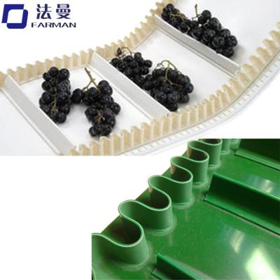 China Custom Manufacturers Food Grade PVC PU Skirt White Corrugated Belt Sidewall Industrial Conveyor Belt for sale