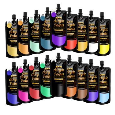 China Eco-friendly 18 Color Acrylic Gouache Paint Set Squeeze Pouch 120ml Jelly Gouache Dye Non-Toxic Set for sale