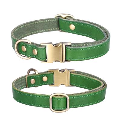 China Wholesale Personalized Cat Pet Leash And Designer Dog Collars Luxury Hot Selling Leather Dog Collar Pet Belt With Solid Brass Buckle for sale