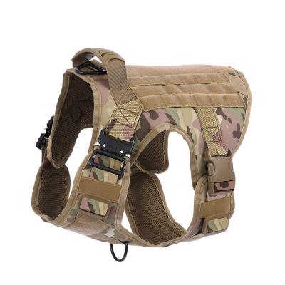 China Wholesale Stocked Pet Clothing MOLLE Military Training Vest Soft Pet Harness No Pull Adjustable Tactical Dog Harness For Dog for sale