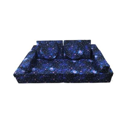 China Model Jela Eco-Friendly Galaxy 8 Pcs Set Kids Play Couches Sofa With 2 Triangle Pillows And 2 Armrests And 2 Surrounds Us Certipur- for sale