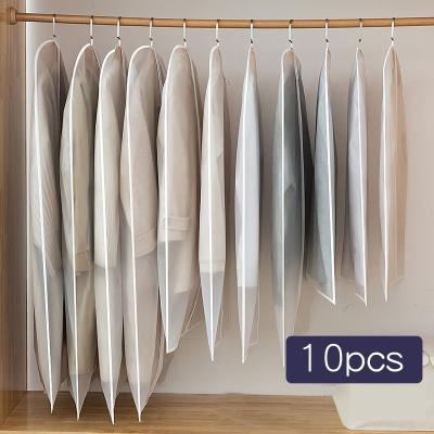 China 10PCS Viable Clothes Storage Bag Organizer Foldable Hanging Closet Dust Cover Ziplock Storage Bags For Coats for sale