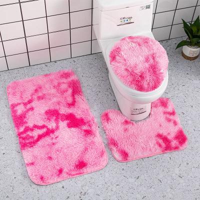 China 3Pieces Sustainable Non Slip Absorbent Bathroom Mat Bath Rug Mats Chenille Bath Mats Set For Hotel for sale