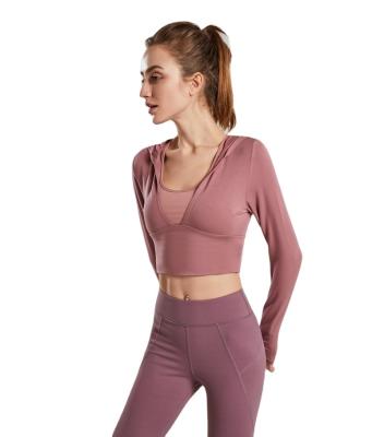 China Various Good Quality New Style Breathable Tight Sports Long Sleeve Yoga Hoodie for sale