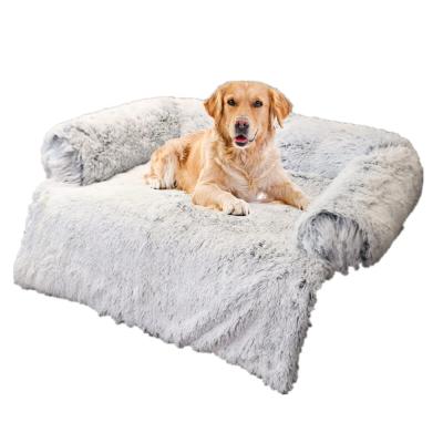 China Wholesale Original Removable Removable Fluffy Cover Pet Bed & Accessories Furniture Protector Calming Washable Plush Dog Bed for sale