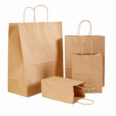 China Custom Recyclable Kraft Paper Tote Bag With Printable Logo Food Packaging Bag for sale