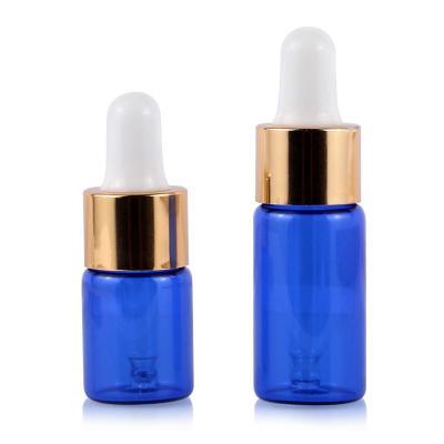 China Stocked Blue Glass Dropper Bottle 1ml 2ml 3ml 5ml Cobalt Blue Mini Sample Vials For Essential Oil for sale