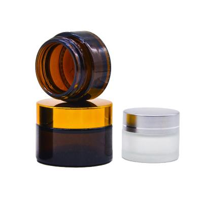 China 20g 30g 50g 100g Cosmetic Cream Jar Amber Brown Glass Cream Cosmetic Bottle Day And Night for sale