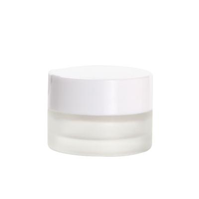 China 5g cosmetic frosted glass jar with white lid packs glass jars for cosmetic cream wholesale for sale