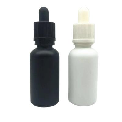 China 30ml Essential Oil Bottle 1oz Matte White Glass Cosmetic Bottle 1oz Black Frosted Cosmetic Bottle for sale