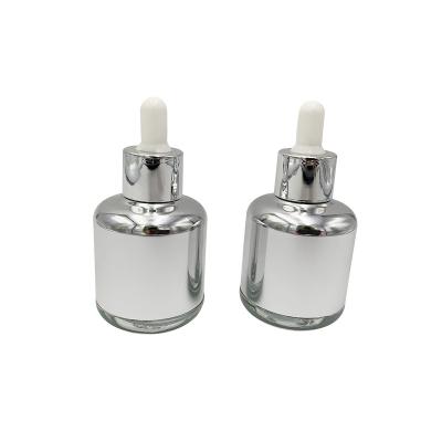 China Silver Bottle 20ml, 30ml, 40ml, 50ml, 60ml Essential Oil Glass Cosmetic Skin Care Products Dropper Bottle for sale