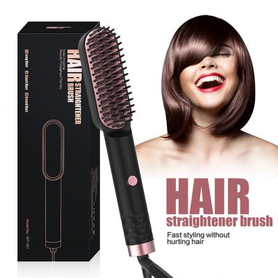 China 360 Swivel Tie Hair Curler New 2021 2 in 1 Electric Hot Comb Beard Brush Electric Hot Comb Hair Straightener for sale