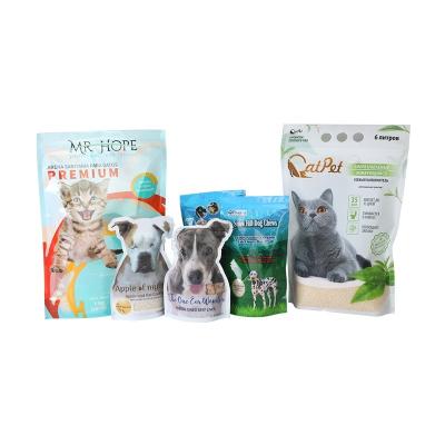 China Customized Recyclable Matt Finishing Plastic Strong Durable Pet Food Packaging Bags Stand Up Zipper Lock Dog Cat Food Bags for sale