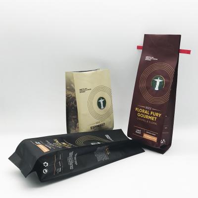 China Recyclable Custom Design Matt Black Coffee Beans Packaging Aluminum Foil Side Gusset Coffee Bags With Vent Valve for sale