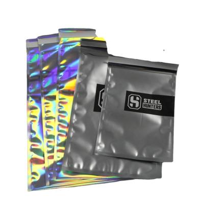 China Custom LOGO Holographic Metallic Mailers Foil Moisture Proof Glitter Bag Self Sealed Packaging Pouches Shipping Envelope Messenger for sale