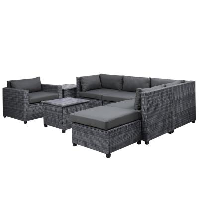 China Weather resistant 8 piece rattan sectional seating group, wicker outdoor rattan garden furniture, corner sofa set with cushion. for sale