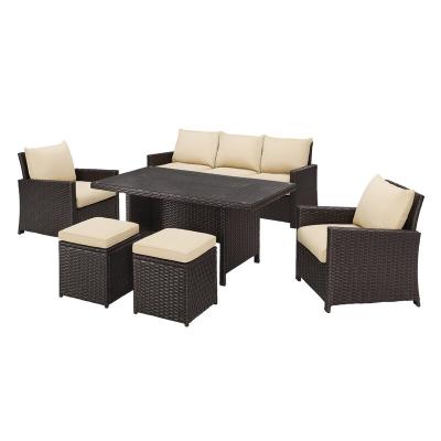 China Low Weather Furniture Outdoor Patio Furniture 6 Piece Conversation Dining Set, Outdoor Wicker Rattan Furniture Garden Furniture Sofa Set With Cushion. for sale