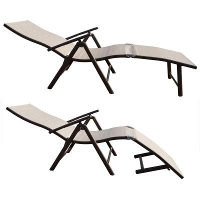 China If the Heavy Duty Portable Patio Chaise Lounge Set, 2 Piece Sling Outdoor Extended Folding Folding Lounge Chair, moden the garden set. for sale