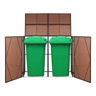 China Wheelie Waterproof Outdoor Single/Double Trash Can Thrown Wheelie Waste Garden Poly Rattan Outdoor Trash Bin Shed Trash Can Cover for sale