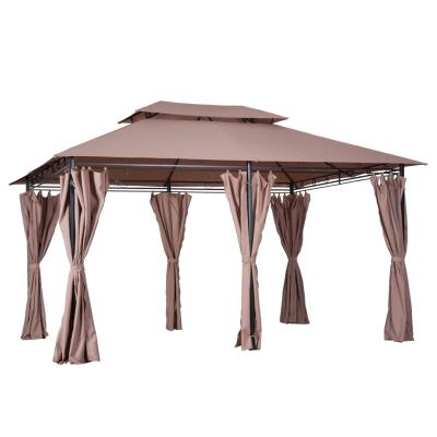 China Outdoor 10' x 13' Outdoor Gazebo With Curtains - Soft Top Tier 2 Tier Steel Patio View for sale