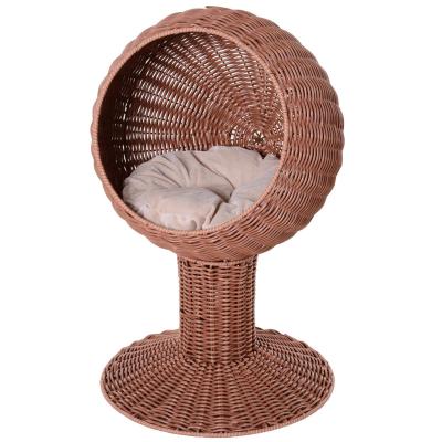 China Breathable Hooded Rattan Wicker Around High Housing Cat Bed for sale