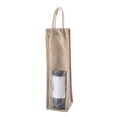 China Champagne Wine Bottle Bag Gift Handled Bags Burlap Hessian Cover Pouch Packing Holder for sale