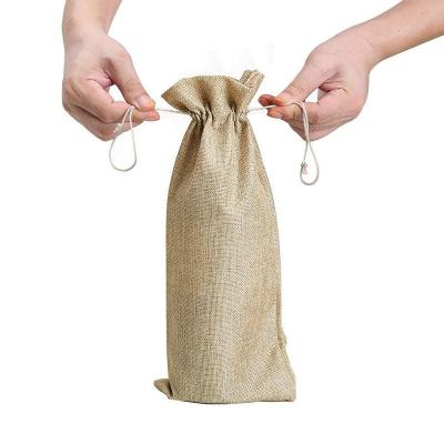 China New Gift Bag Jute Wine Bags Champagne Wedding Party Decoration Wine Bags Pouch Burlap Packaging Bag Red Wine Bottle Covers Gift for sale