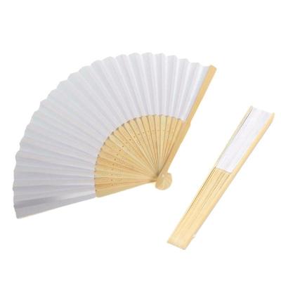 China China White DIY Blank Paper Bamboo Folding Fan For Hand Practice Calligraphy Painting Wedding Party Gift Ornaments Decorative for sale