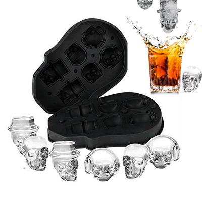 China Restaurant Ice Cube Maker Tray 3D Skull Silicone Mold Diamond DIY Ice Maker Household Use Cocktails Silicone for Whiskey Tools for sale