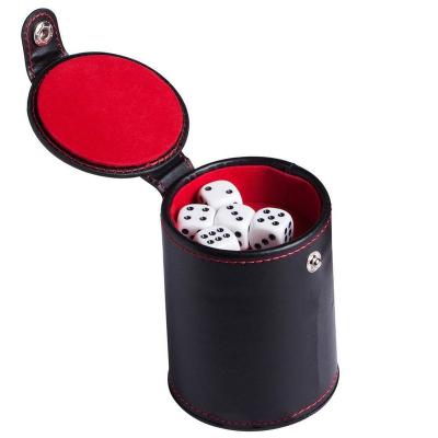 China PU Leather Dice Cup With Storage Compartment For Most Striped Dice Game Red Felt For Bar Party Dice Entertainment Games Dice Cup for sale