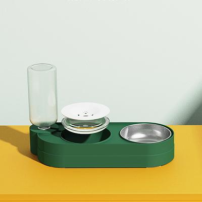 China Sustainable Automatic Food Cat Water Dispenser Dog Elevated Bowl Water Fountain Pet Feeder for sale