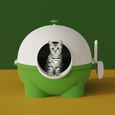 China Stocked Wholesale OEM Fully Enclosed Large Space Plastic Cat Litter Box Cat Toliet for sale