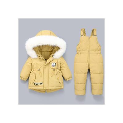 China Keep Warm And Fashion Design Windproof Infant Down Suit Long Sleeve Keep Girls Warm Down Jacket Suit for sale